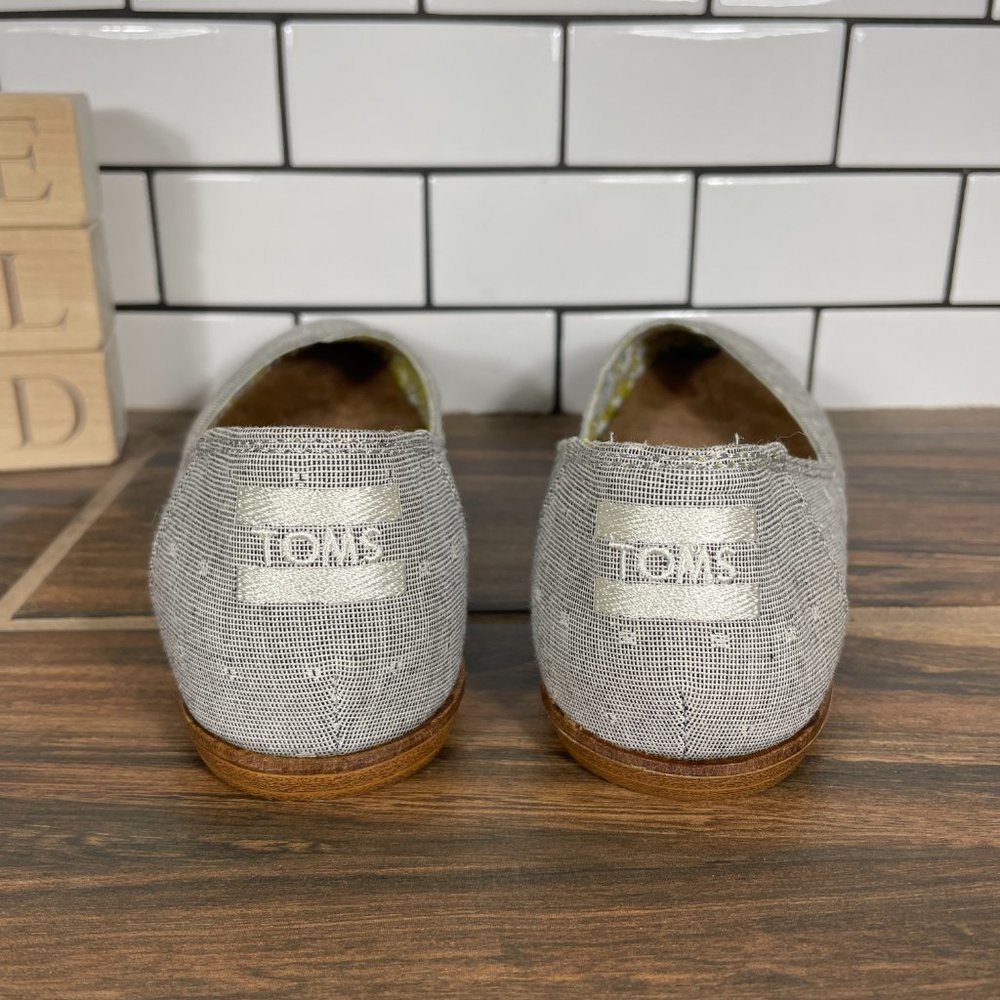 Toms Jutti Womens Size 6 Shoes Grey Chambray Dot Slip On Casual Comfort Flat - Picture 4 of 12